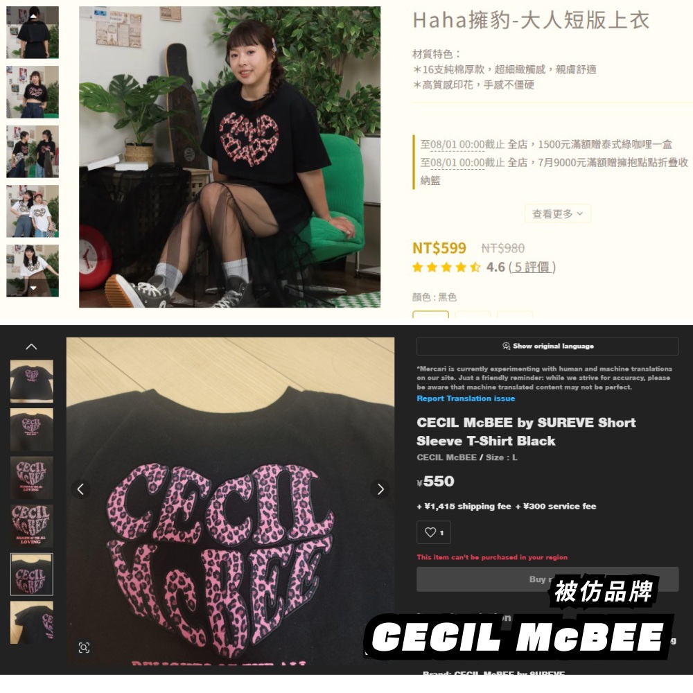 CECIL McBEE vs hahababy：Haha擁豹-大人短版上衣